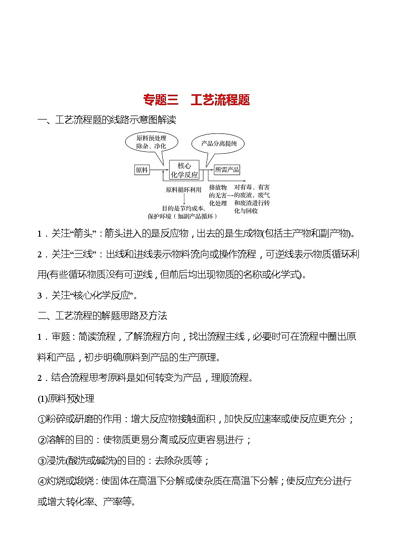 备战2022 鲁教版 中考复习 专题三 工艺流程题 学案(教师版)第1页