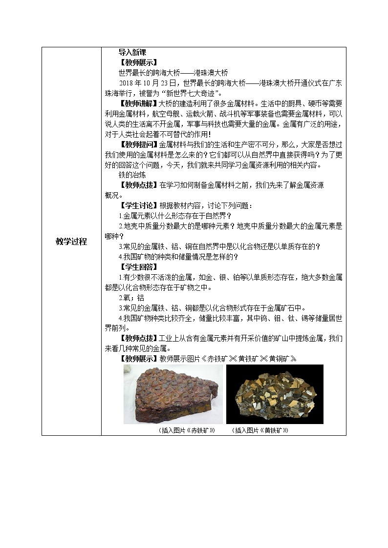科粤版化学九下 6.3《金属矿物与冶炼》精品课件+教学详案+练习02