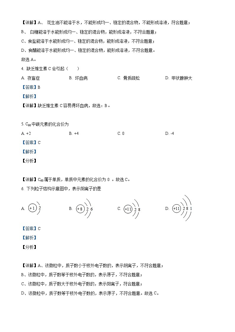 精品解析：2020年江苏省南京秦淮区中考二模化学试题（解析版）第2页