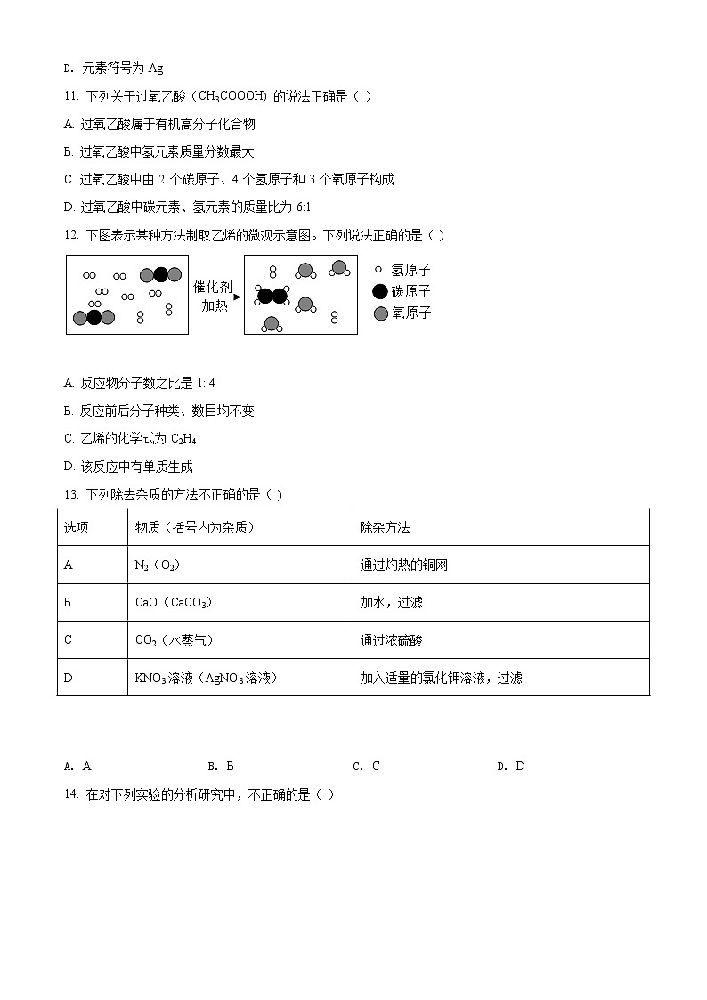 精品解析：2020年6月江苏省南京市联合体中考二模化学试题（解析版+原卷版）03