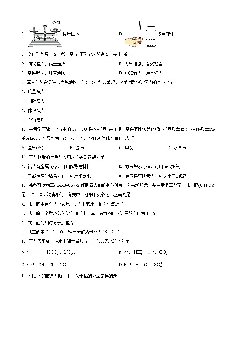 精品解析：2021年5月江苏省苏州市部分学校中考二模化学试题（解析版+原卷版）02