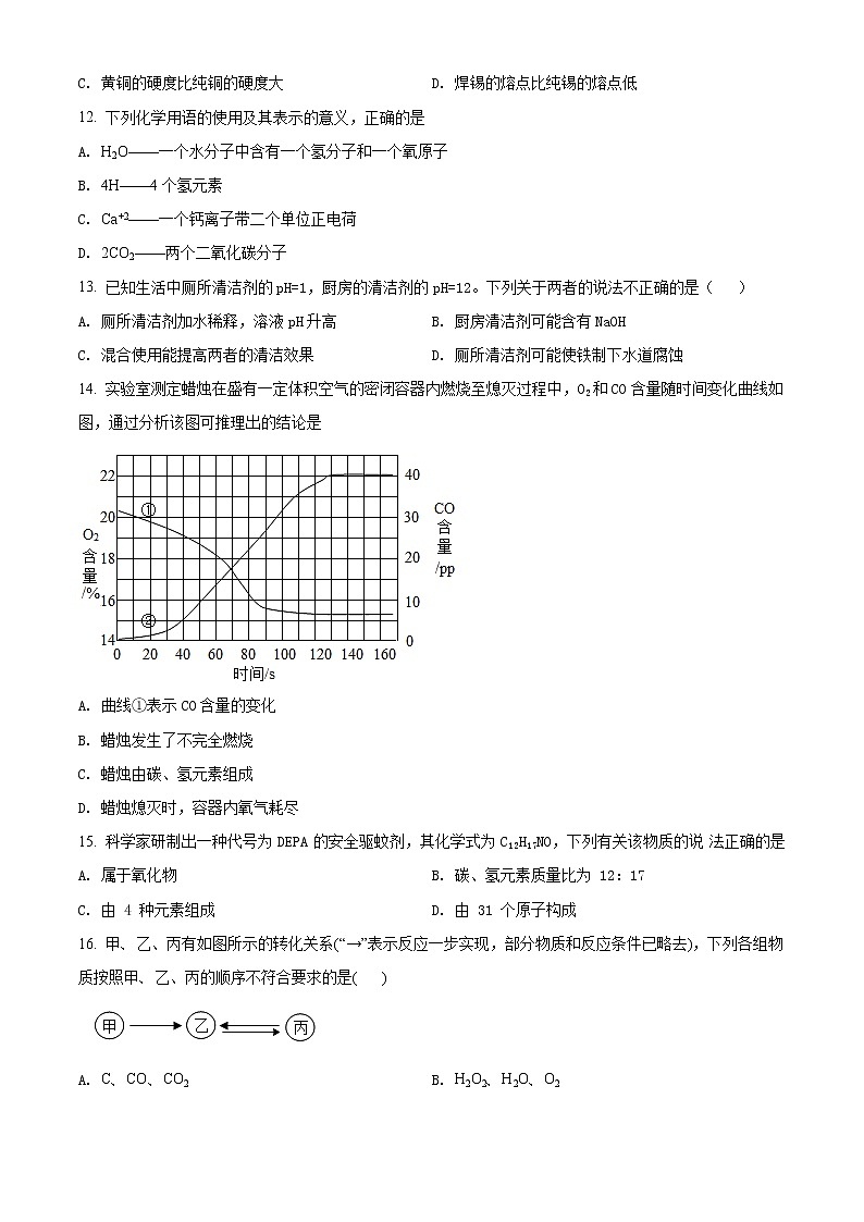 精品解析：2020年江苏省苏州市姑苏区振华中学含国科大中考二模化学试题（原卷版）第3页