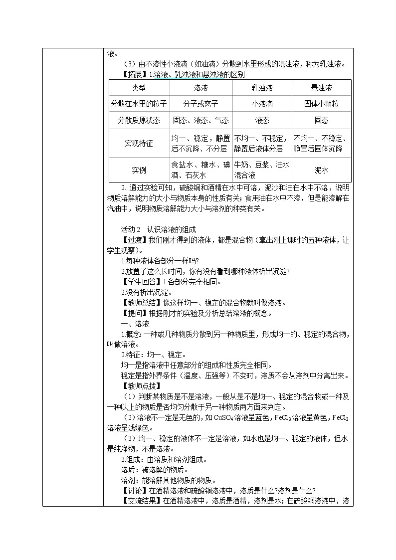 科粤版化学九下 7.1《溶解与乳化》第一课时  精品课件+教学详案+练习03