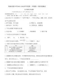 江苏省连云港市新海初级中学2021-2022学年九年级上学期第二次阶段测试化学试卷（Word版无答案）