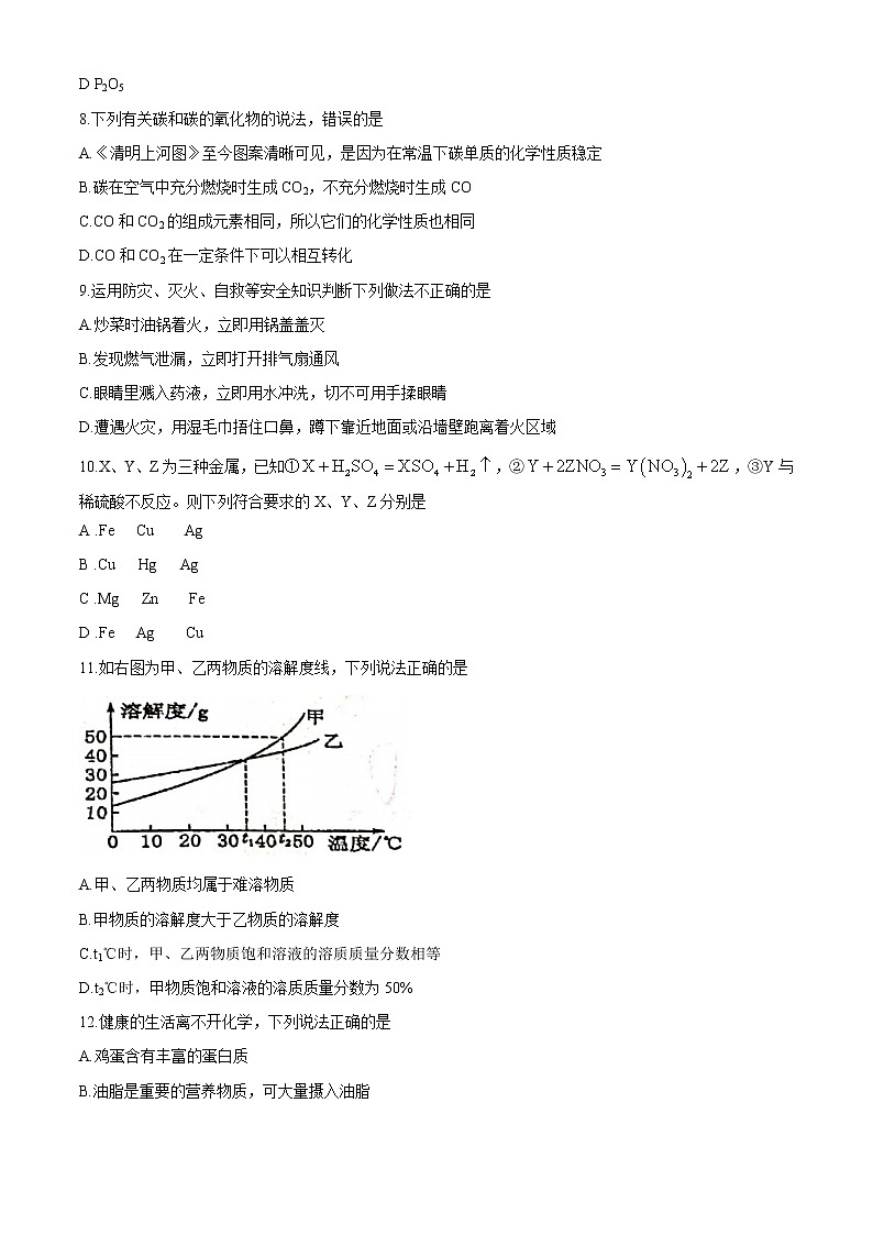 湖南省长沙市开福区青竹湖湘一外国语学校2020届九年级下学期中考第二次模拟考试化学试题及答案第3页