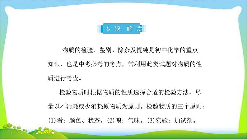 中考化学总复习专题三物质的检验、鉴别、除杂与提纯课件完美02