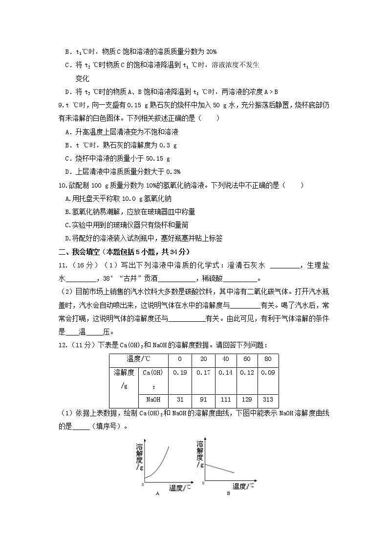 科粤版化学九下 第七章《溶液》知识专题解读课件+章节检测02