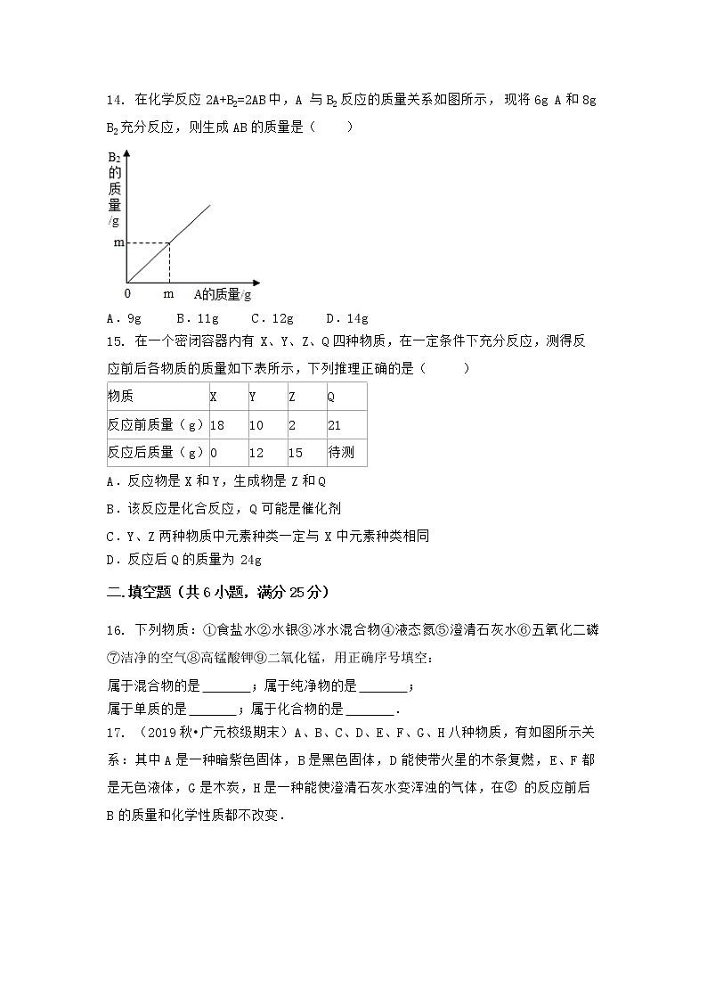 河北省唐山市迁西县2021-2022学年九年级上学期化学期末模拟题三（word版 含答案）第3页