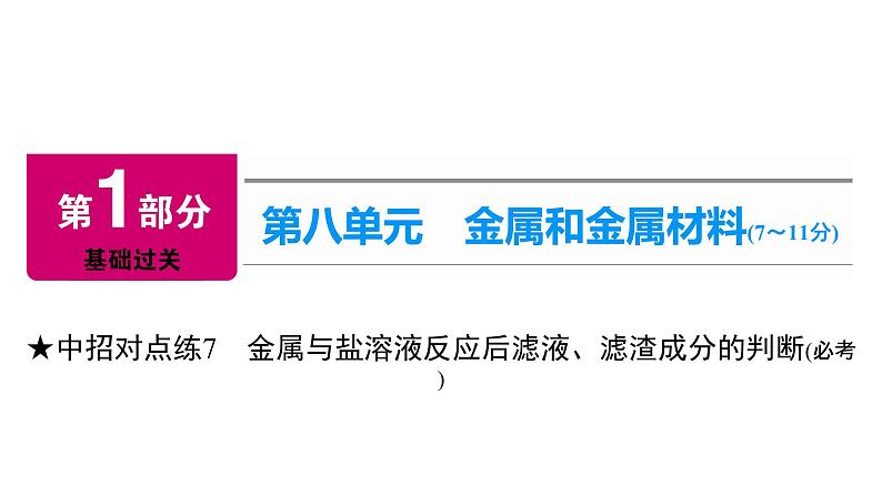 2022中考化学（人教版）单元复习  第1部分  第8单元 中招对点练7课件PPT第1页