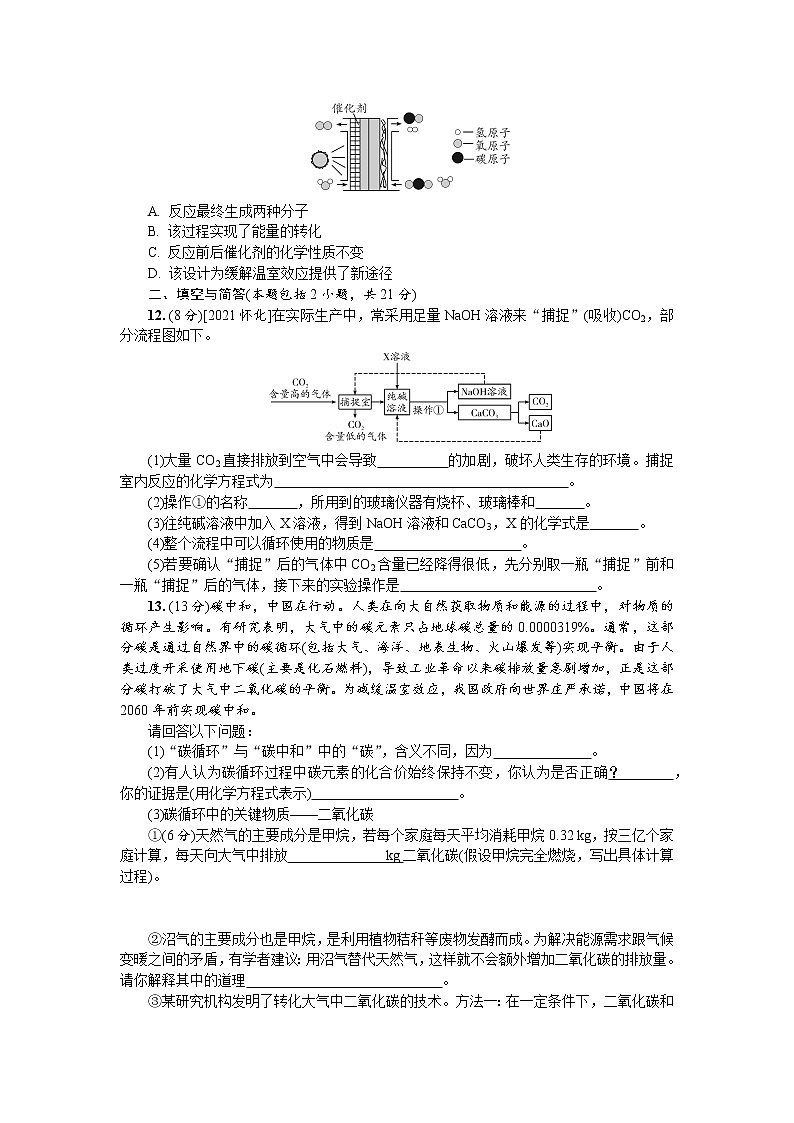 2022年人教版化学中考复习单元小卷       碳和碳的氧化物第3页