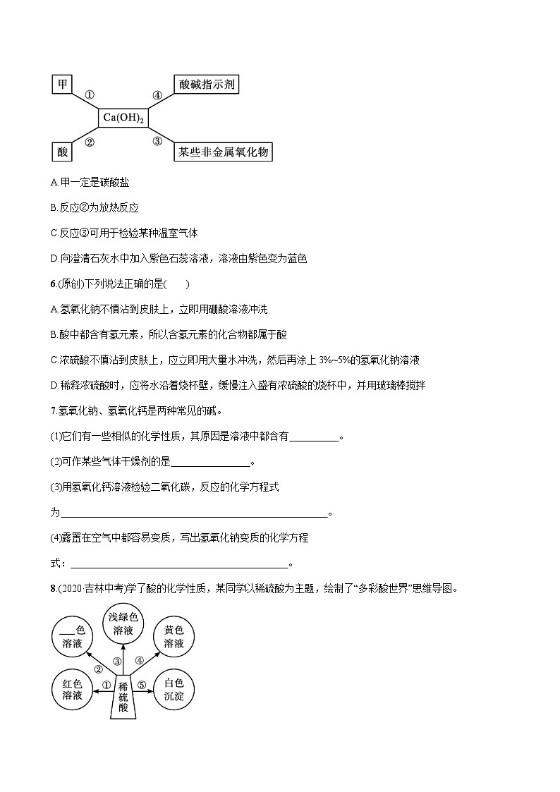 2022届初中化学一轮复习 专题11 常见的酸和碱 习题02