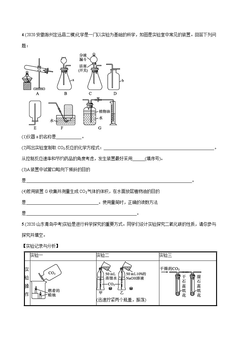 2022届初中化学一轮复习 专题7 碳和碳的氧化物 习题第2页