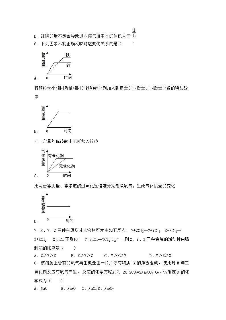 陕西省汉中市镇巴县2021-2022学年九年级上学期化学期末模拟题一（word版 含答案）第2页