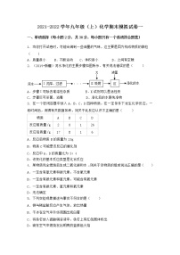 安徽省安庆市望江县2021-2022学年九年级上学期化学期末模拟题一（word版 含答案）