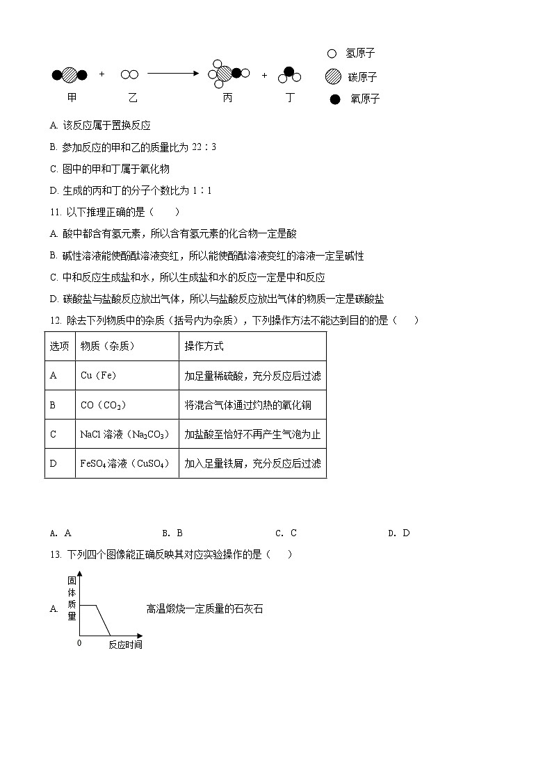 精品解析：2020年宁夏银川市金凤区银川六中中考二模化学试题（原卷版）第3页