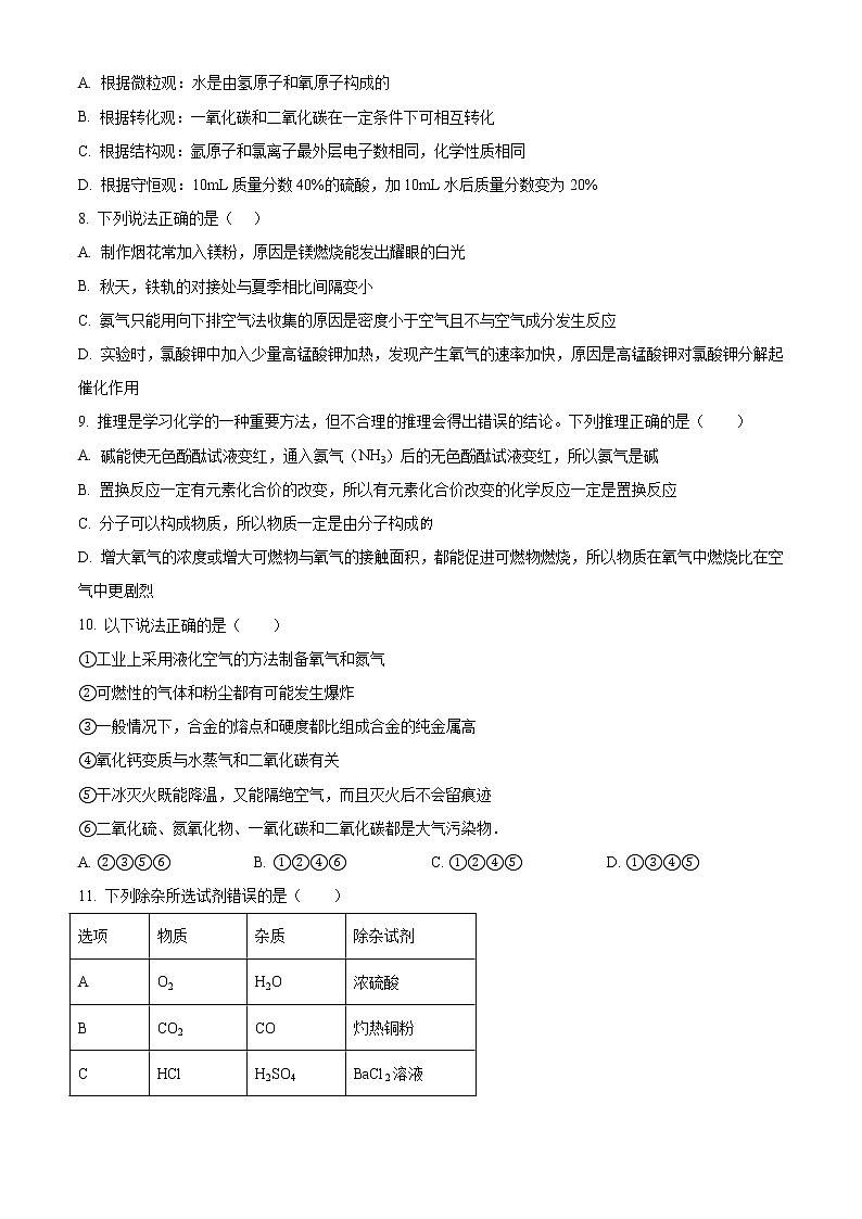 精品解析：2020年宁夏银川市金凤区银川外国语实验学校中考二模化学试题（解析版+原卷版）02