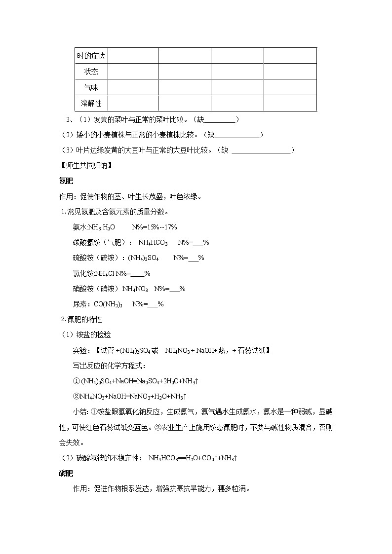 人教版化学九下 第十一单元 盐 化肥 课题2 化学肥料学案第2页