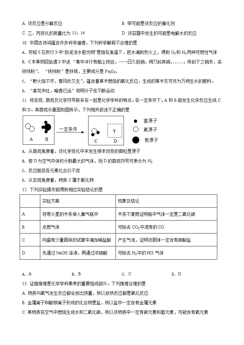 精品解析：2021年甘肃省兰州市中考二模化学试题（解析版+原卷版）03