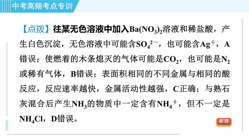 人教版九年级下册化学 中考高频考点专训 专训6 物质的鉴别与检验 习题课件第5页