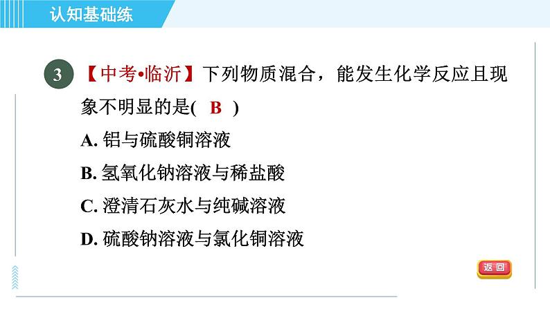 人教版九年级下册化学 第11章 集训课堂 复分解反应的应用 习题课件第6页