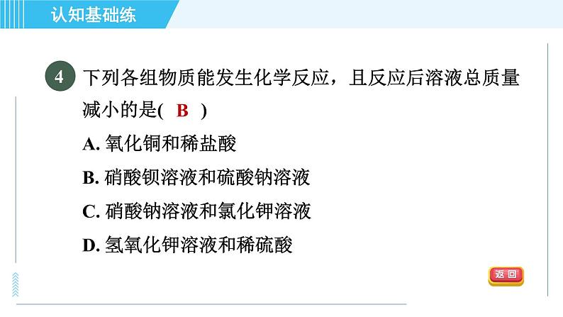 人教版九年级下册化学 第11章 集训课堂 复分解反应的应用 习题课件第7页