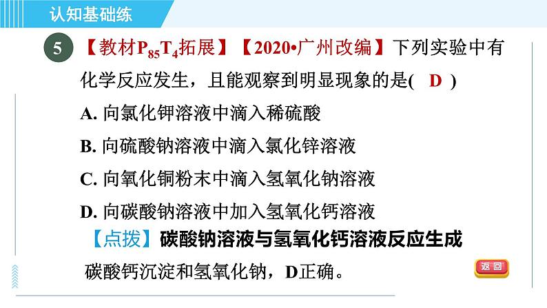 人教版九年级下册化学 第11章 集训课堂 复分解反应的应用 习题课件第8页