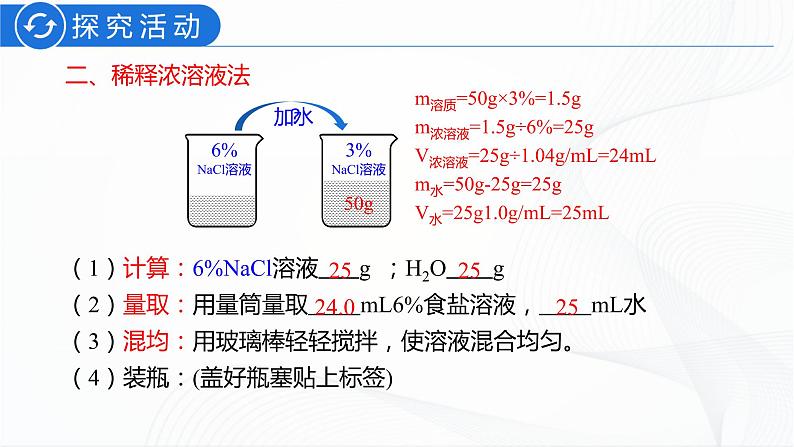 人教版化学九下实验活动5《一定溶质质量分数的氯化钠溶液的配制》课件+同步练习+内嵌视频06