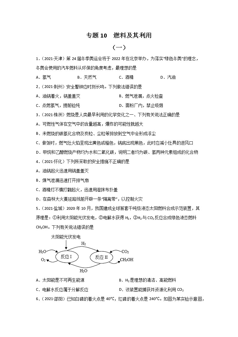 2021中考化学真题分类汇编 专题10 燃料及其利用（学用）第1页