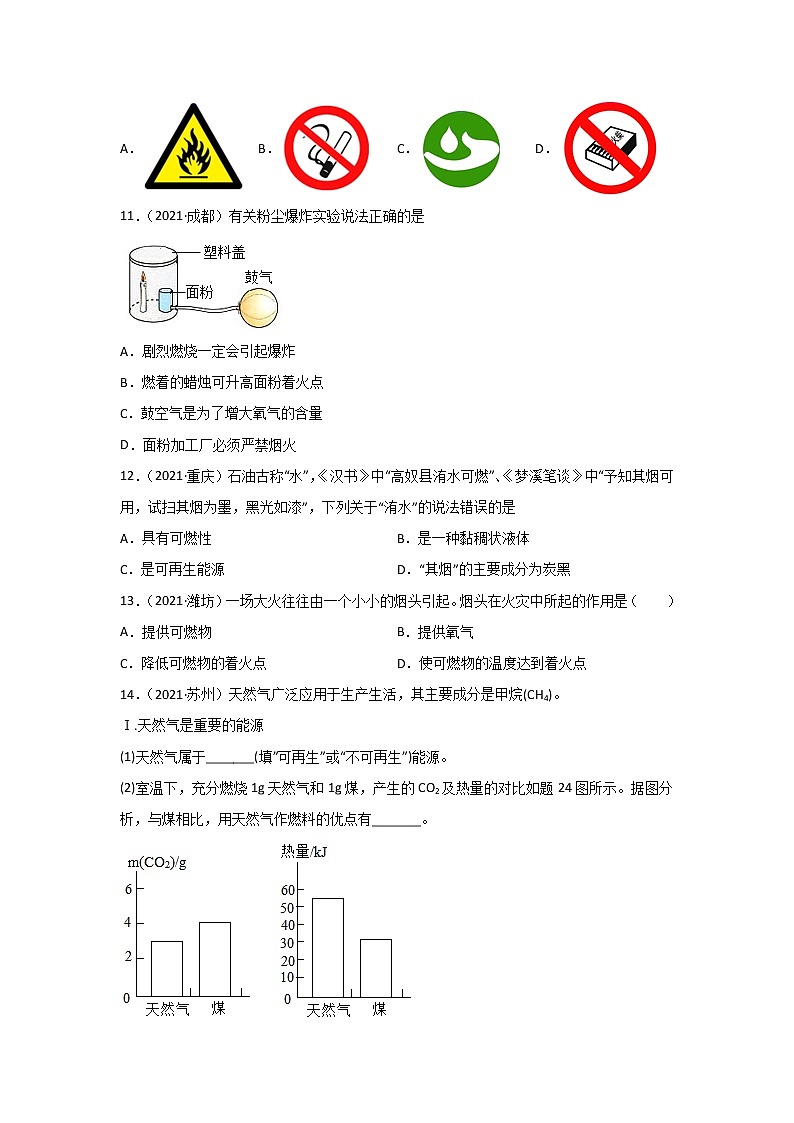 2021中考化学真题分类汇编 专题10 燃料及其利用（学用）第3页