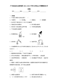 广东省汕头市澄海区2021-2022学年九年级上学期期末化学试题（word版 含答案）