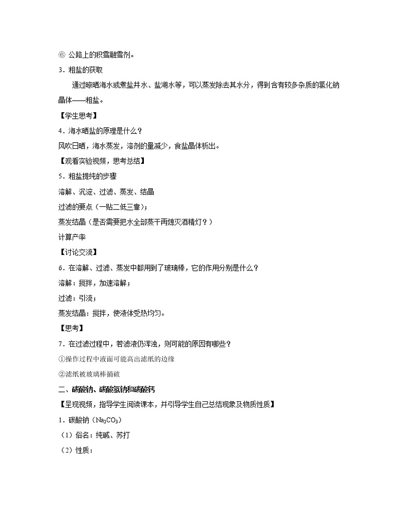 人教版初中化学九年级下册 11.1 生活中常见的盐(第1课时) 教案02