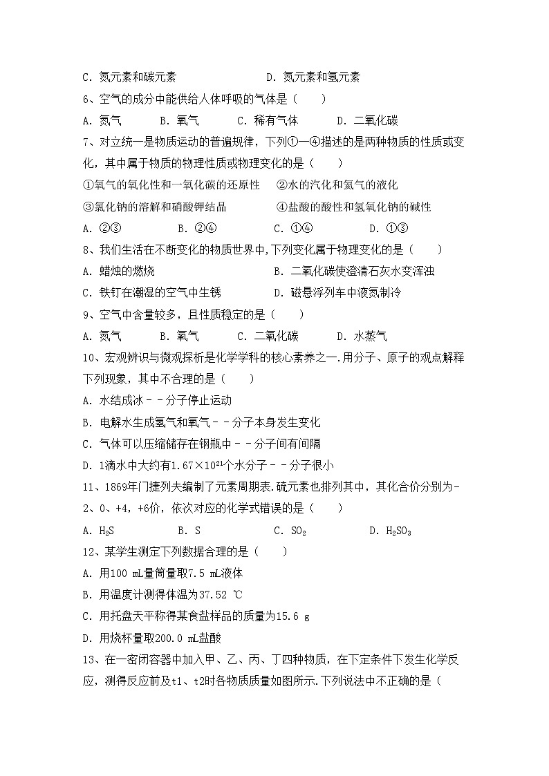 部编人教版八年级化学(上册)期中模拟试卷及答案第2页