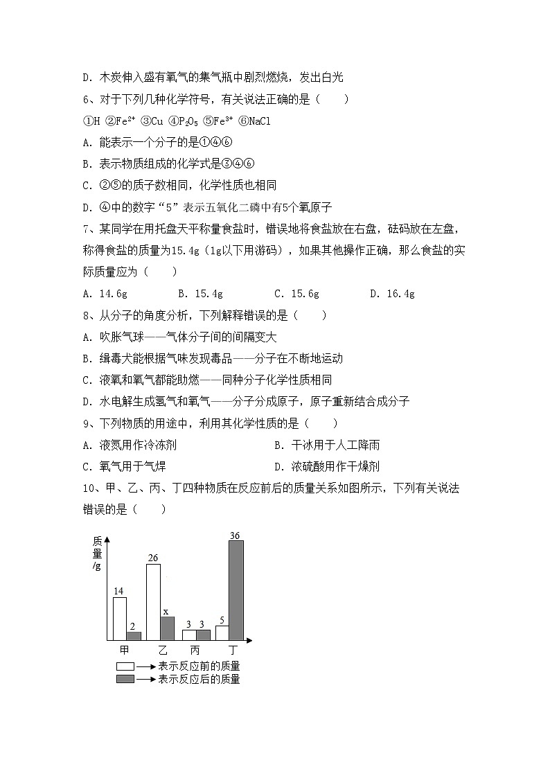 部编人教版八年级化学(上册)期中试卷及答案（必考题）第2页