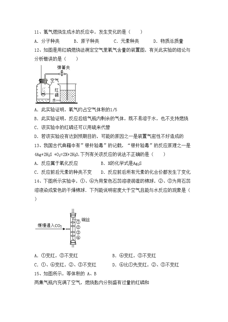 部编人教版八年级化学上册期中测试卷（精编）第3页