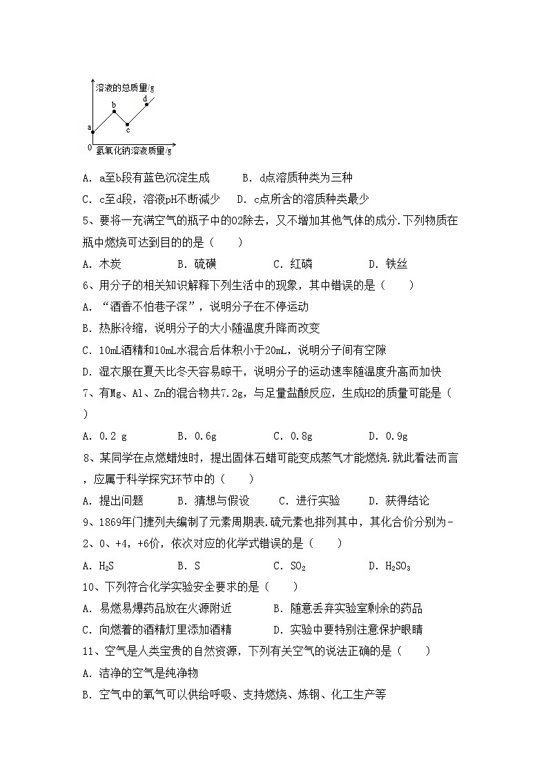 部编人教版八年级化学上册期中测试卷及答案【各版本】第2页
