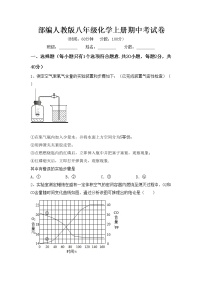 部编人教版八年级化学上册期中考试卷