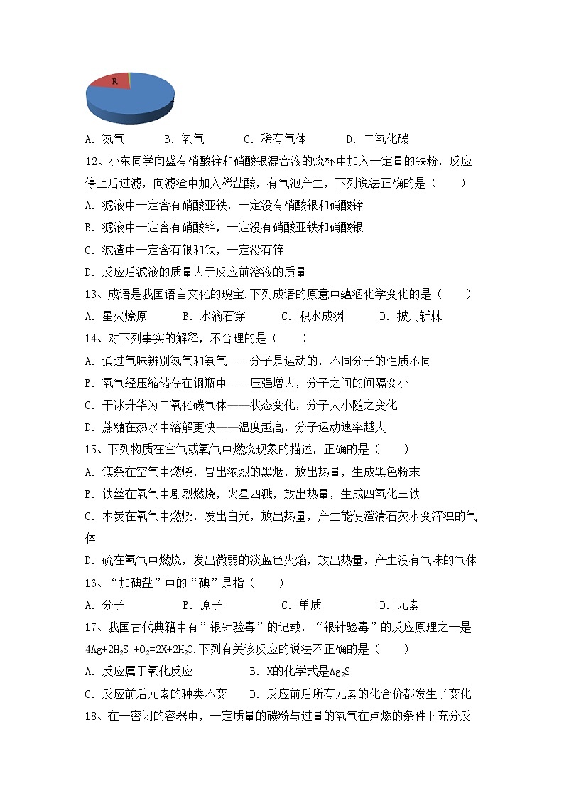 部编人教版八年级化学上册期中考试卷（精编）第3页