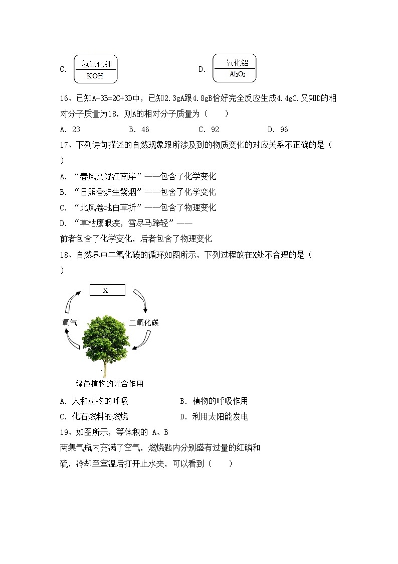 部编人教版八年级化学上册期中考试题（部编人教版）第3页