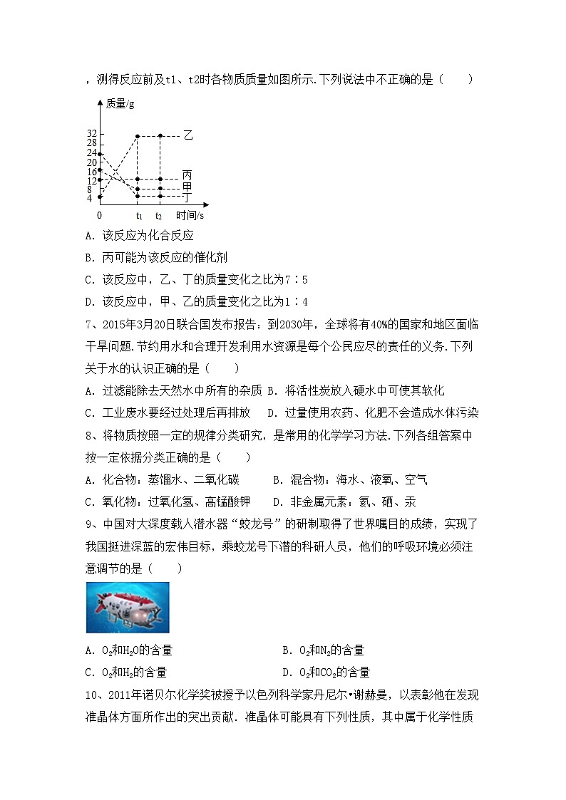部编人教版八年级化学上册期中试卷（精编）第2页