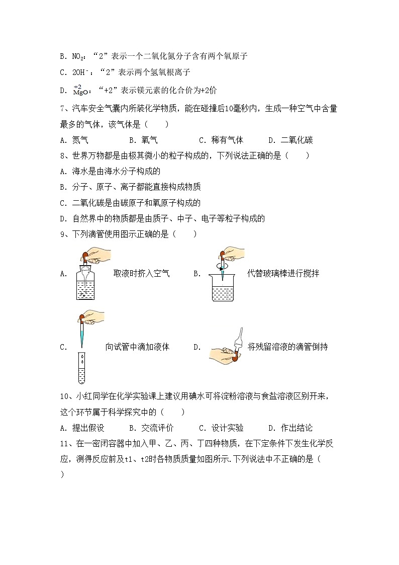 部编人教版八年级化学上册期中试卷（免费）第2页