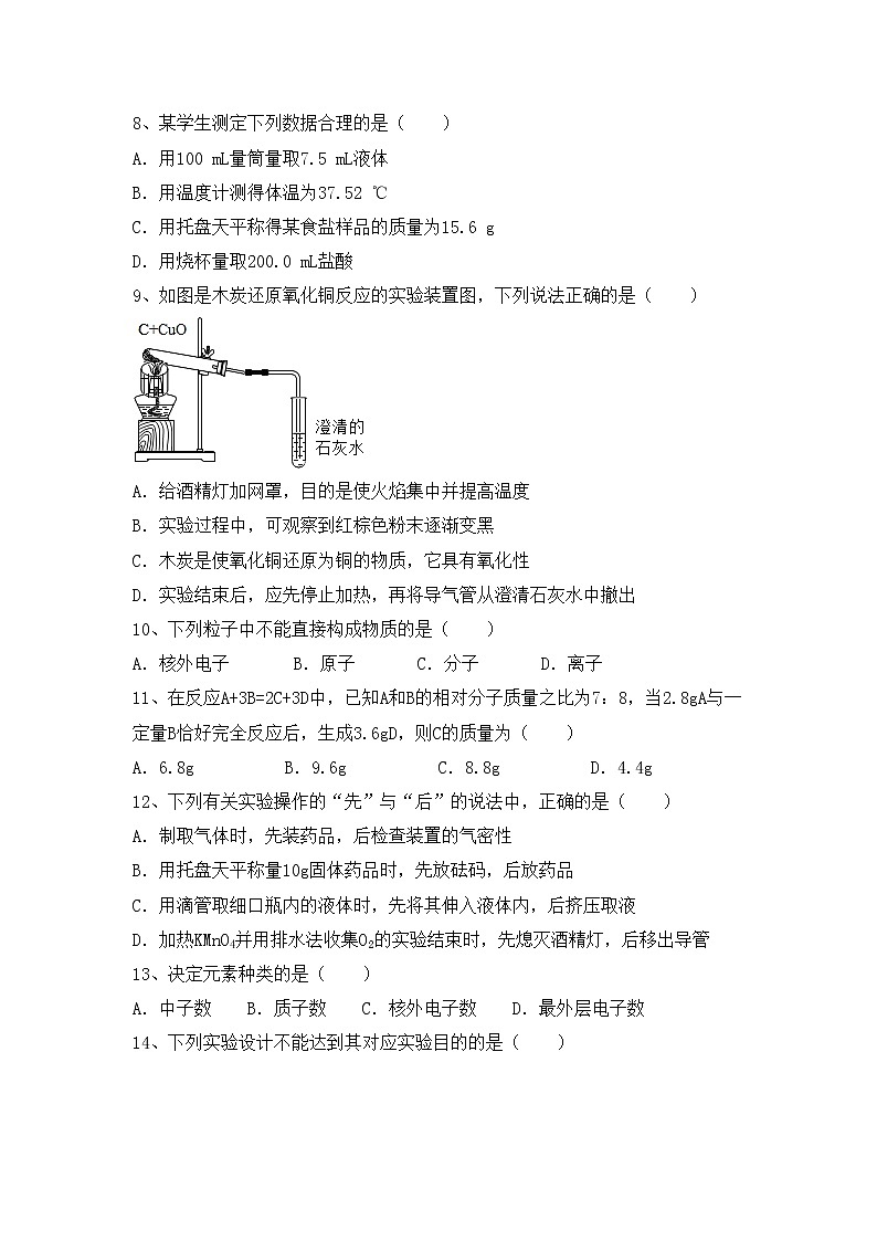 部编人教版八年级化学上册期中试卷（最新）第2页