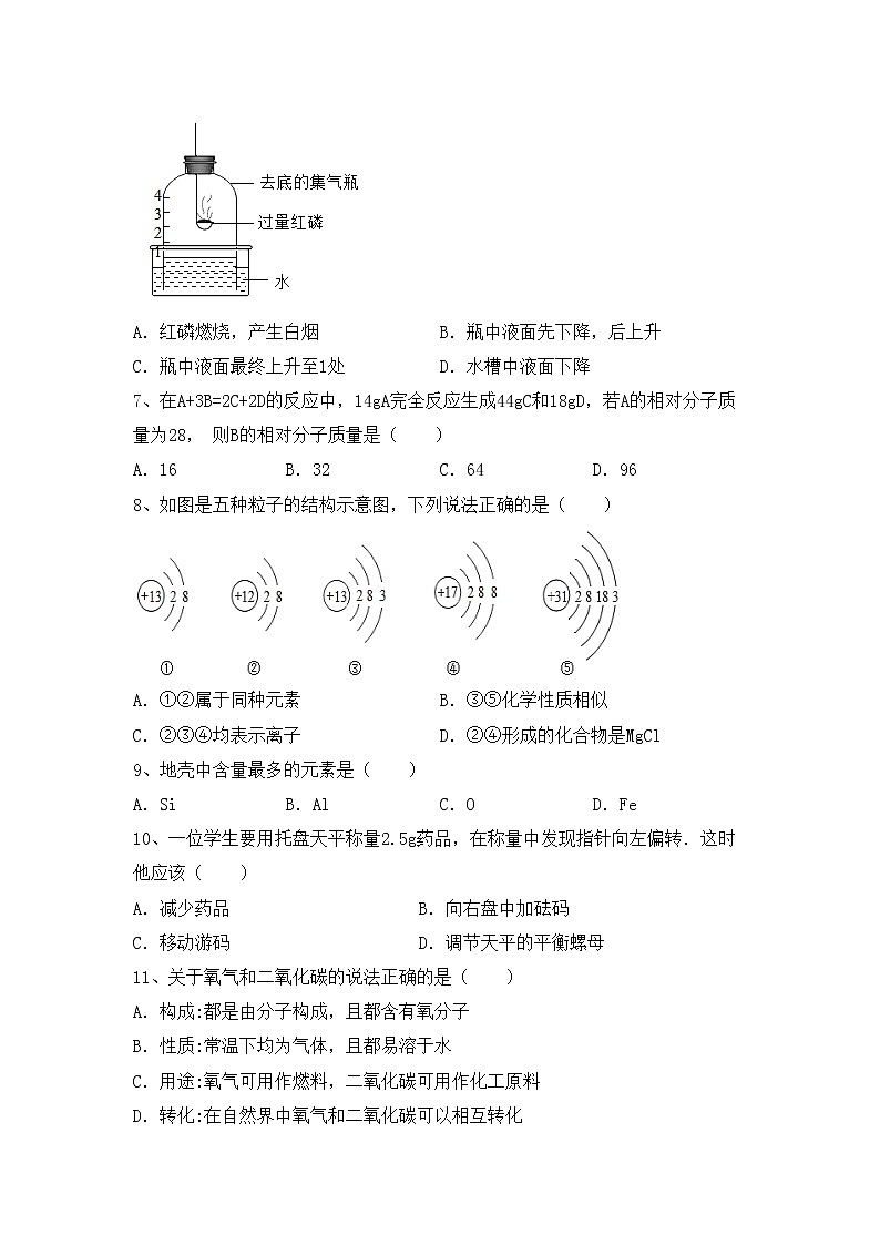 部编人教版八年级化学上册期中试卷【参考答案】第2页