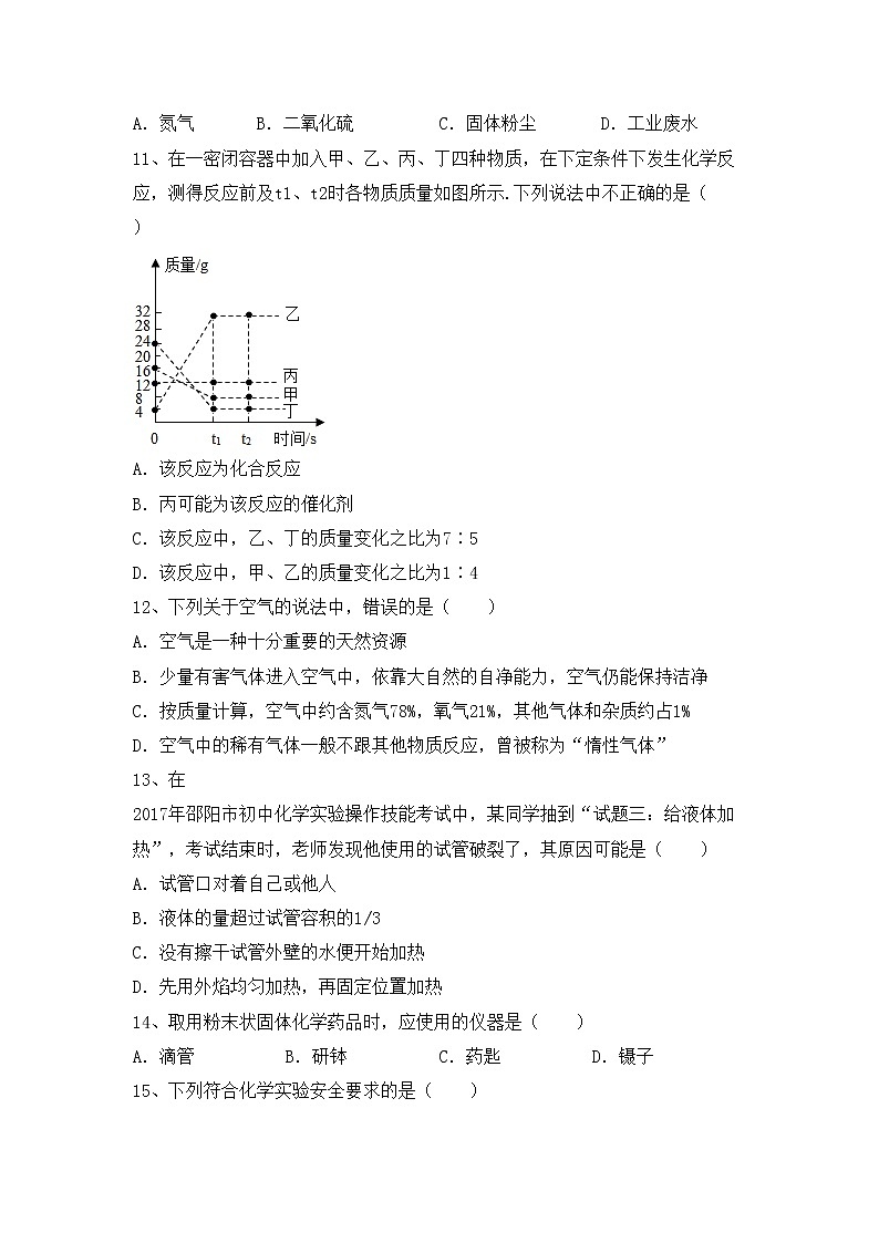 部编人教版八年级化学上册期中试卷及答案【审定版】第3页