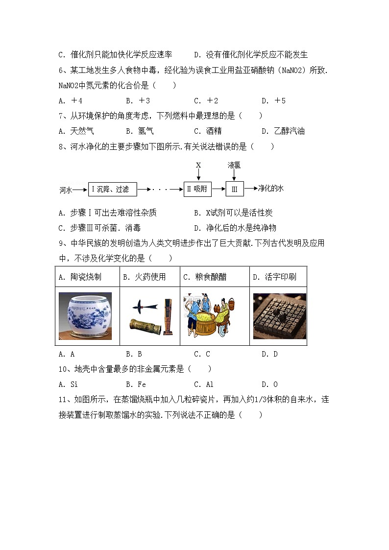 部编人教版八年级化学上册期中模拟考试【及答案】练习题第2页