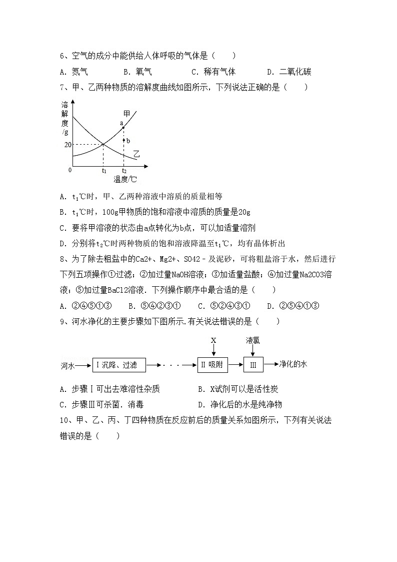 部编人教版九年级化学上册期中测试卷（加答案）第2页