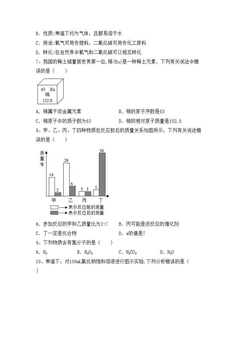 部编人教版九年级化学上册期中测试卷及答案【真题】第2页