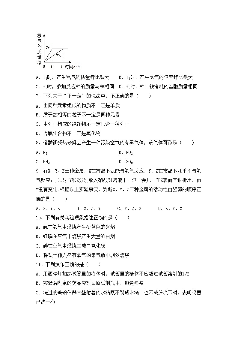 部编人教版九年级化学上册期中测试卷及答案【各版本】第2页