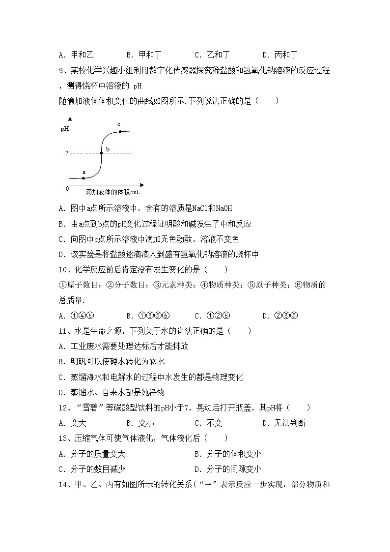 部编人教版九年级化学上册期中考试卷及答案【免费】第3页