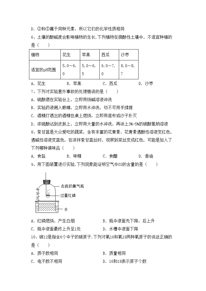 部编人教版九年级化学上册期中考试题及答案2第2页