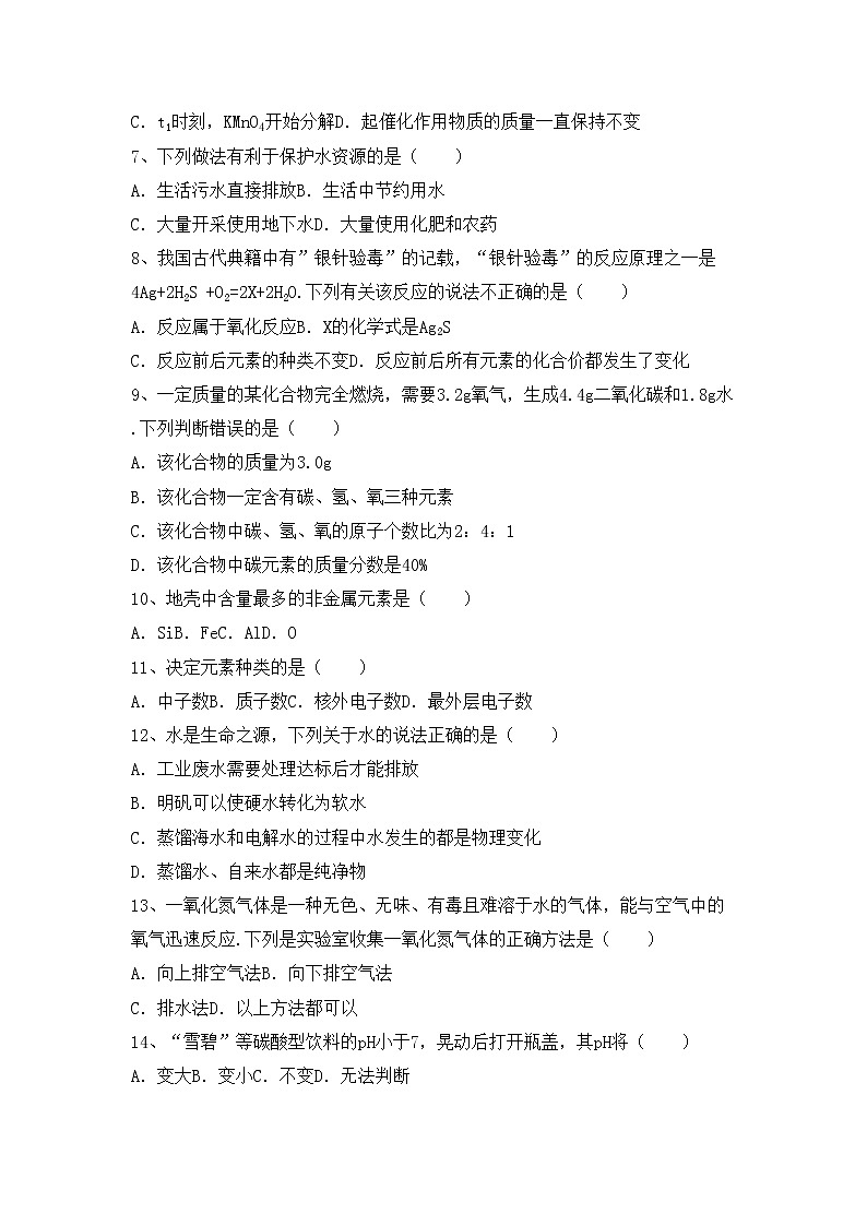 部编人教版九年级化学上册期中试卷及答案【真题】02